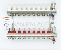 Коллекторная группа с расходомерами 1" 9 хода латунь, торцевой без кранов TIM