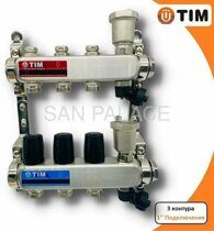 Коллекторная группа без расходомеров и кранов  3 хода нерж. квадрат ТИМ