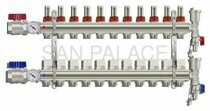 Коллекторная группа 1" 11 хода латунь с расходомерами для теплого пола ТИМ