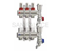Коллекторная группа с расходомерами 1" 3 хода латунь, торцевой без кранов TIM