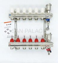 Коллекторная группа с расходомерами 1" 6 хода латунь, торцевой без кранов ТИМ